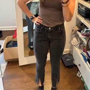 Abercrombie & Fitch Curve Love Dark Gray Straight Jeans with slit
